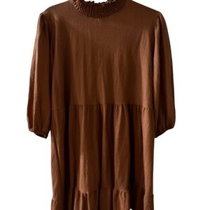 Dress Up Brown Ruffled Midi Dress size M #summer